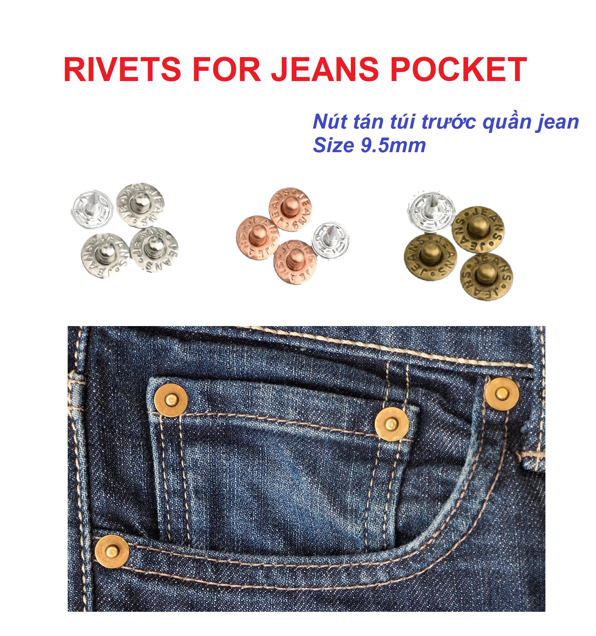 Nút túi quần jean (rivet for pocket) 9.5MM